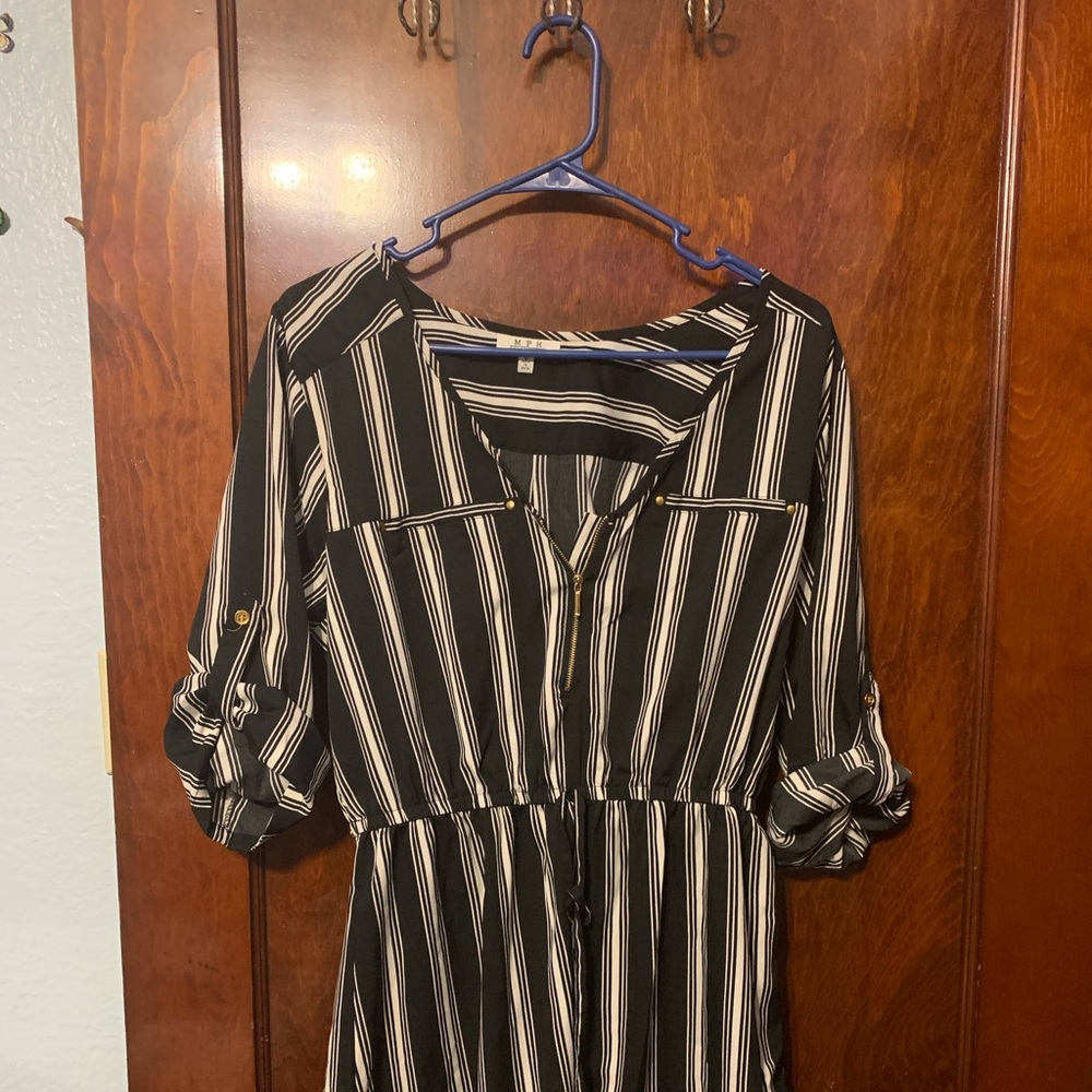 Black and white striped dress
